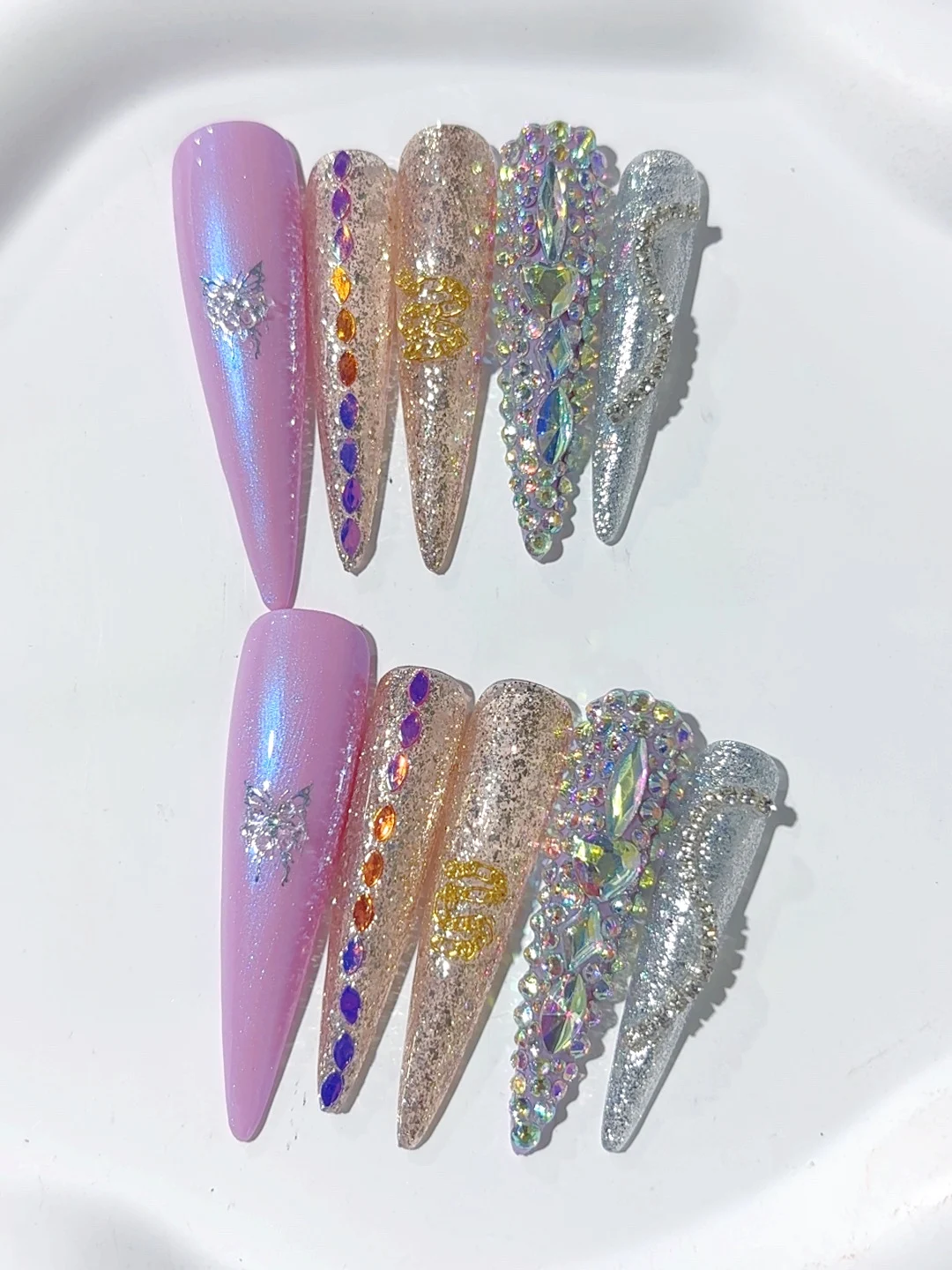 5cm piscando aurora pequeno diamante europeu e americano luz estilo luxo moda wearable nail art (l058)