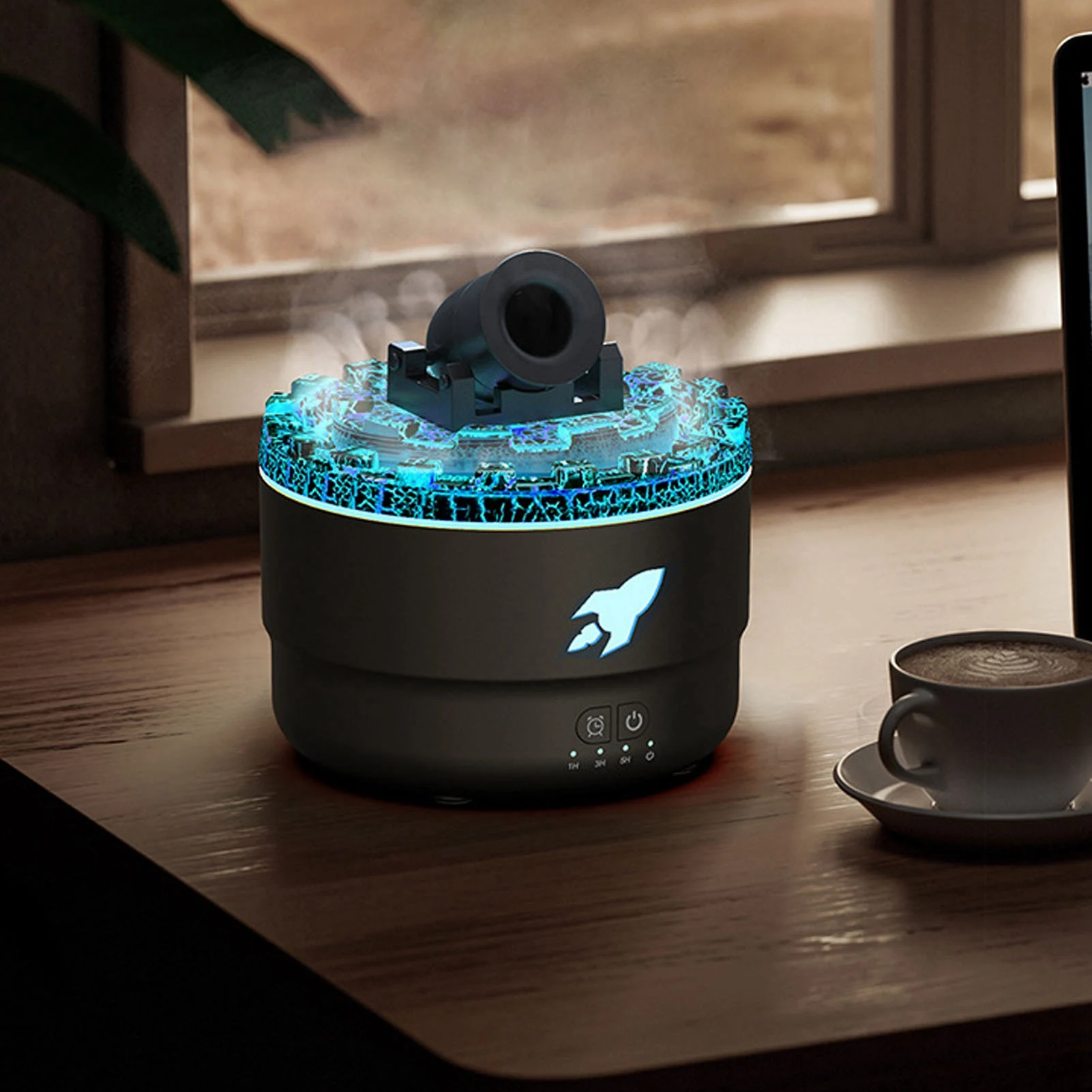 Mini humidificador de lava, difusor de aceites esenciales de niebla fría y ligera de 7 colores, súper silencioso, 4 configuraciones de temporizador, 300 ml para dormitorio de oficina (EE. UU.)