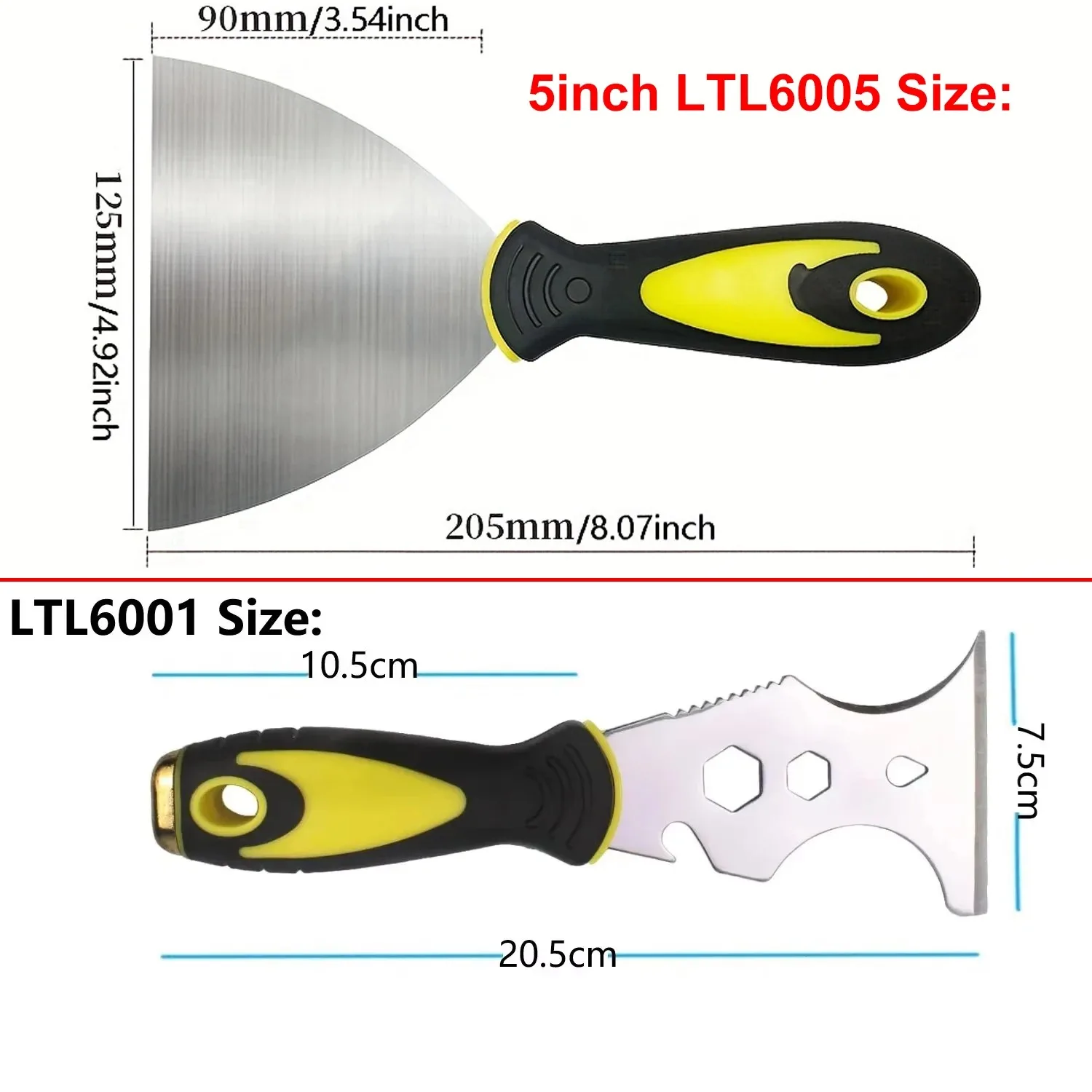 

2 шт. 15-в-1 шпатель из нержавеющей стали 5-дюймовый лезвие скребок для краски многофункциональный инструмент для удаления обоев строительство DIY дом