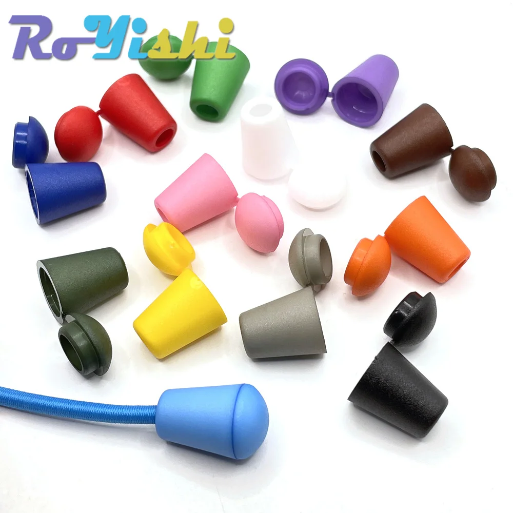 20Pcs/Pack Colorful Plastic Cord Ends Bell Stopper With Lid Lock Toggle Clip Paracord Clothes Bag Sportswear Shoelace Rope Parts