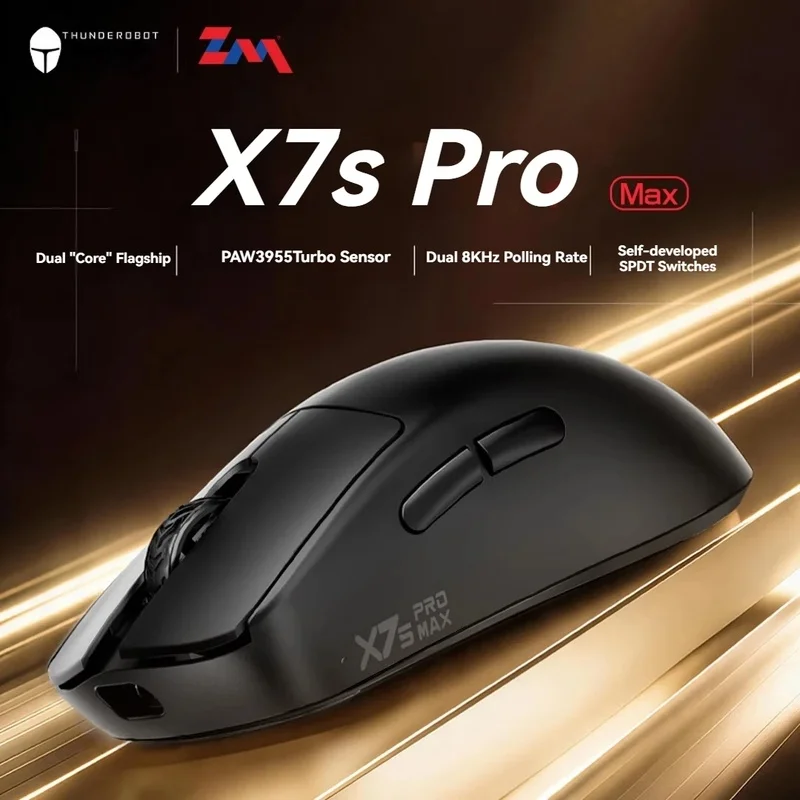 NEW Thunderobot X7s Pro Max 52g PAW3955 Turbo Dual 8K Wireless Gaming Mouse 40000DPI 750IPS Ergonomic for PC Gamers