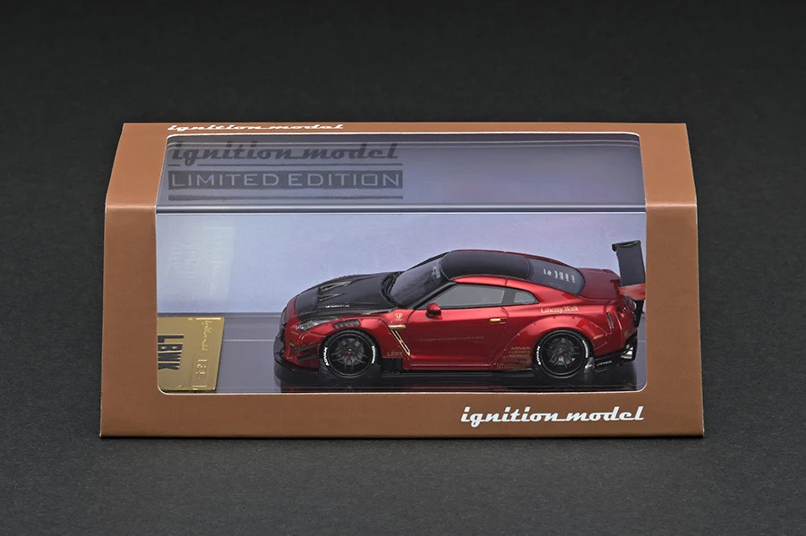 IG 1:64 R35 LB With Engine JDM Simulation Limited Edition Resin Metal Static Car Model Toy Gift