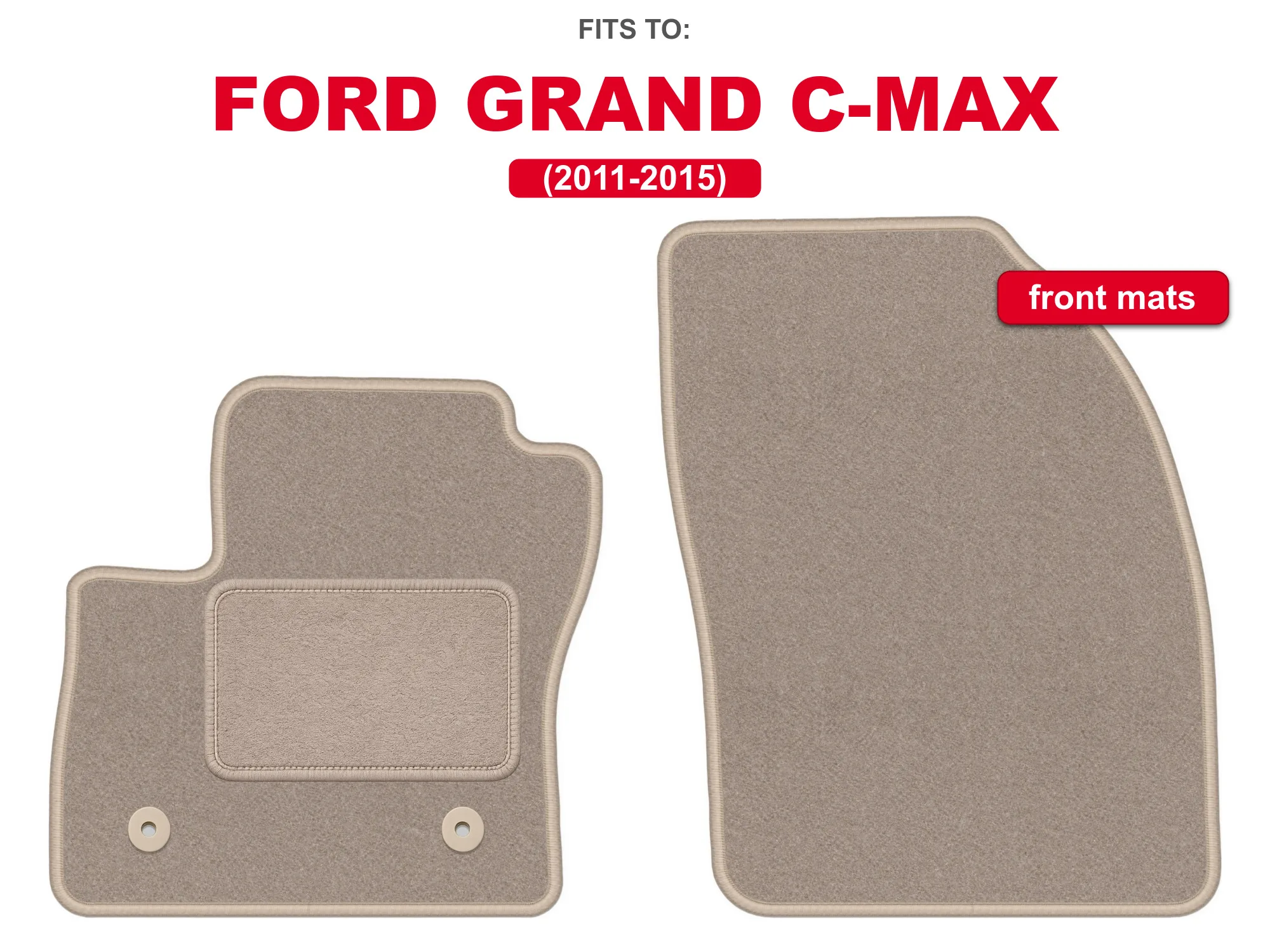 Velour vloermatten voor: Ford Grand C-MAX 2011-2015 minivan beige set auto vloermatten voor voertuigvloer