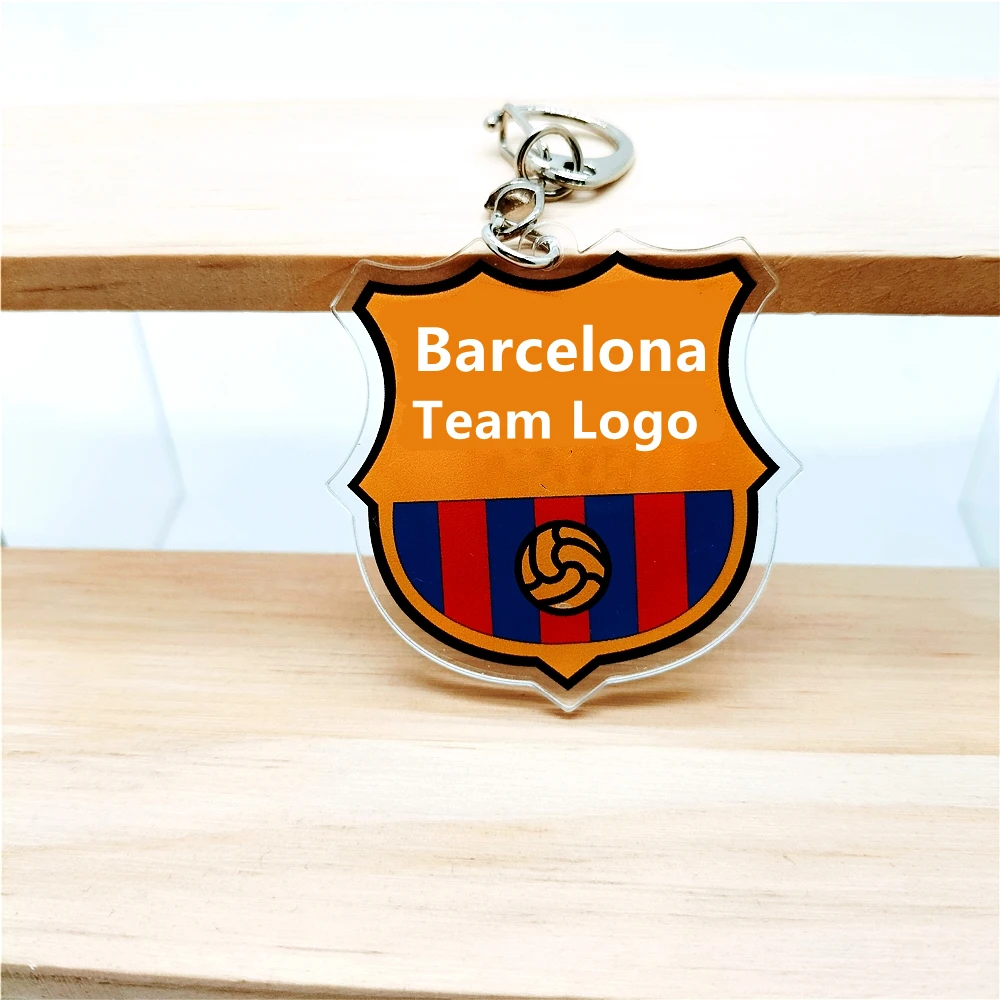 Spain Teams National Flag Soccer LOGO Acrylic Barcelona Key Chain Craft Europe Football Clubs Souvenir Organic Glass Plaque 1Pcs