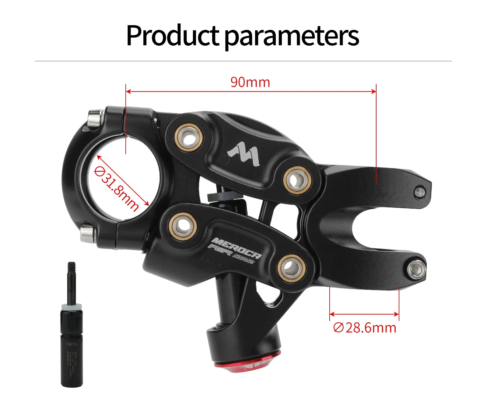 MEROCA -Bicycle Suspension Stem Black/Silver Aluminum Alloy Five-Link Air Shock Absorber XC\Mtb\Road Mountain Bike Risers Stems