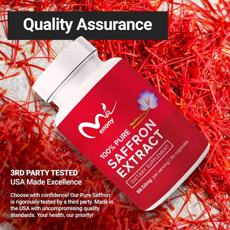 

Saffron Extract 88.50mg - 60 Capsules - 100% Pure Saffron Supplements， Boost your emotions and energy