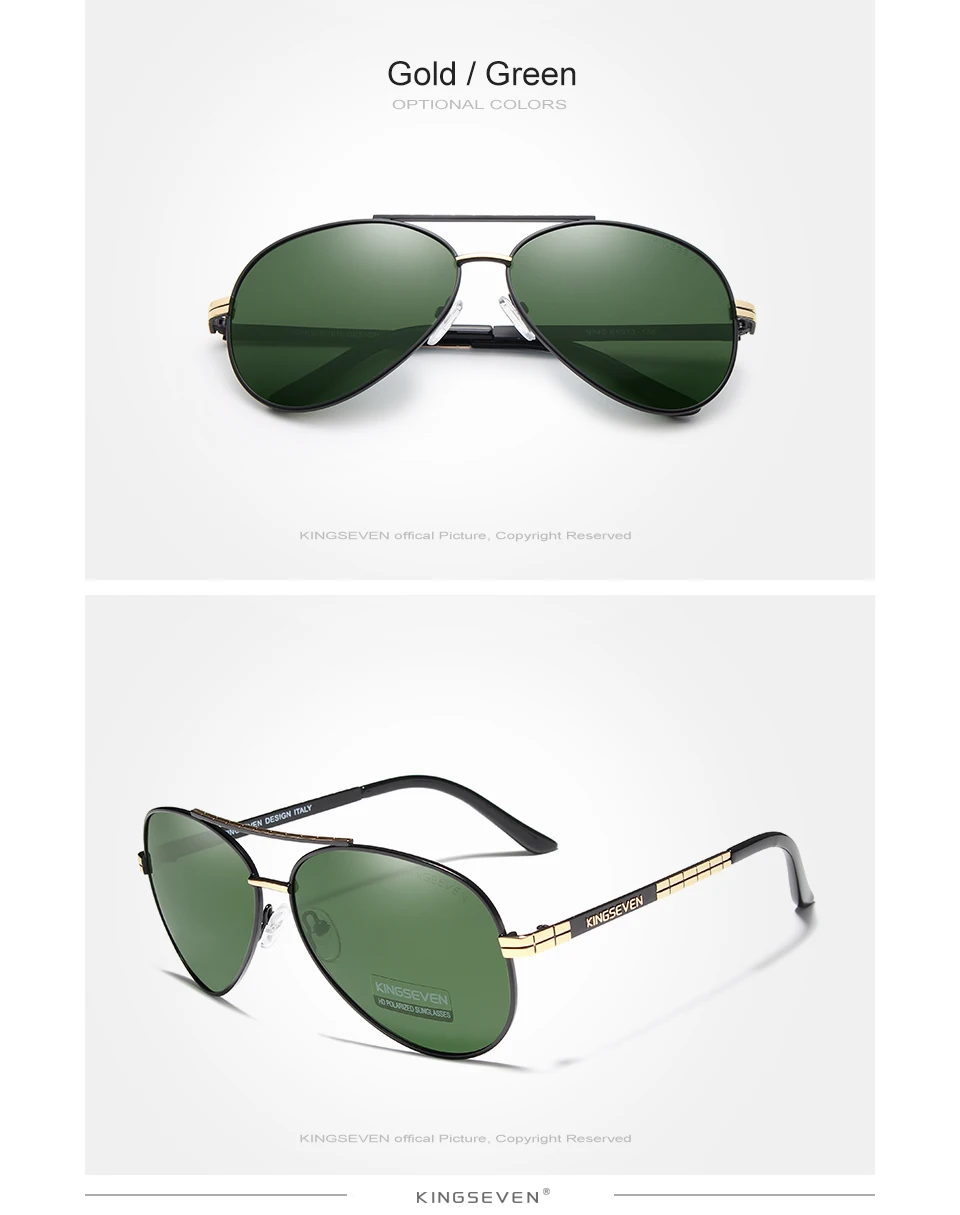 KINGSEVEN Neue Upgrade Aviation männer Sonnenbrille Polarisierte Anti-Glare Sonnenbrille Fahren Brillen Gafas De Sol – Detail 8