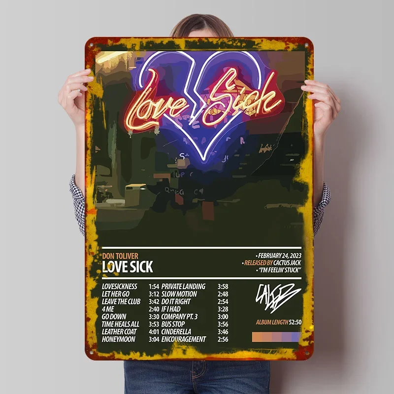Don Toliver - Love Sick Album Art Printed Poster Customized Wall Art Retro Vintage Metal Tin Signs for Luxury Home Decor Items