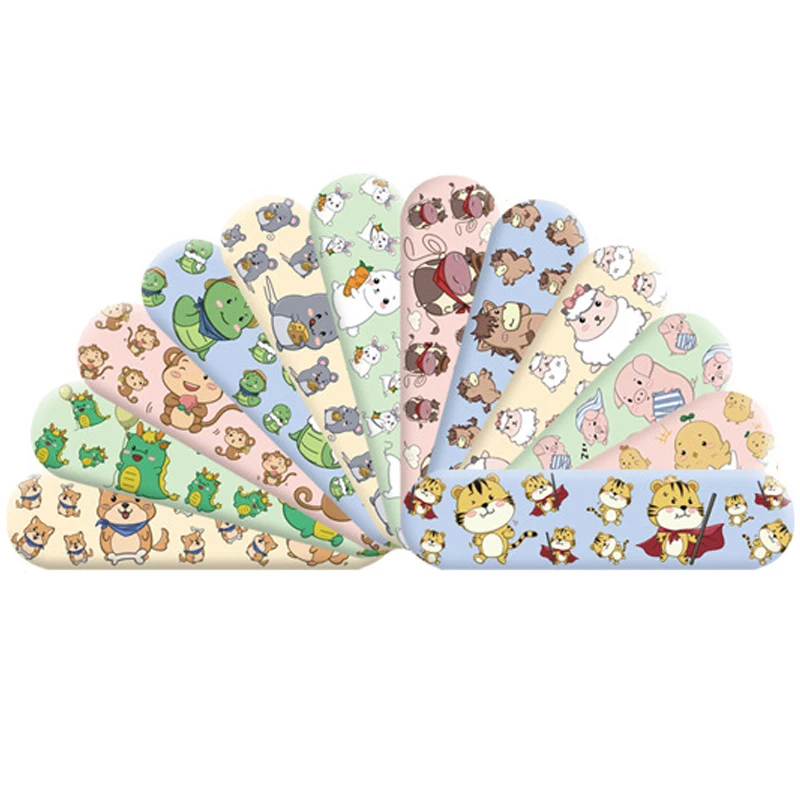 120pcs/lot Adhesive Bandages Emergency Kit Cartoon Animal Pattern Band Aid Hemostasis Wound Strips Plaster Patches for Kids