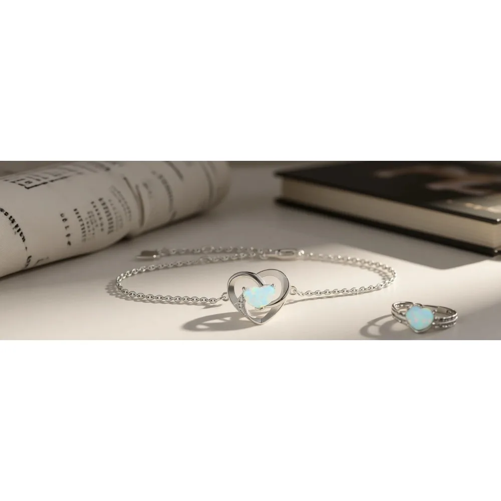 

Регулируемый браслет-цепочка на ногу из стерлингового серебра с опалом, бирюзой и лунным камнем в форме сердца, подарок для женщин