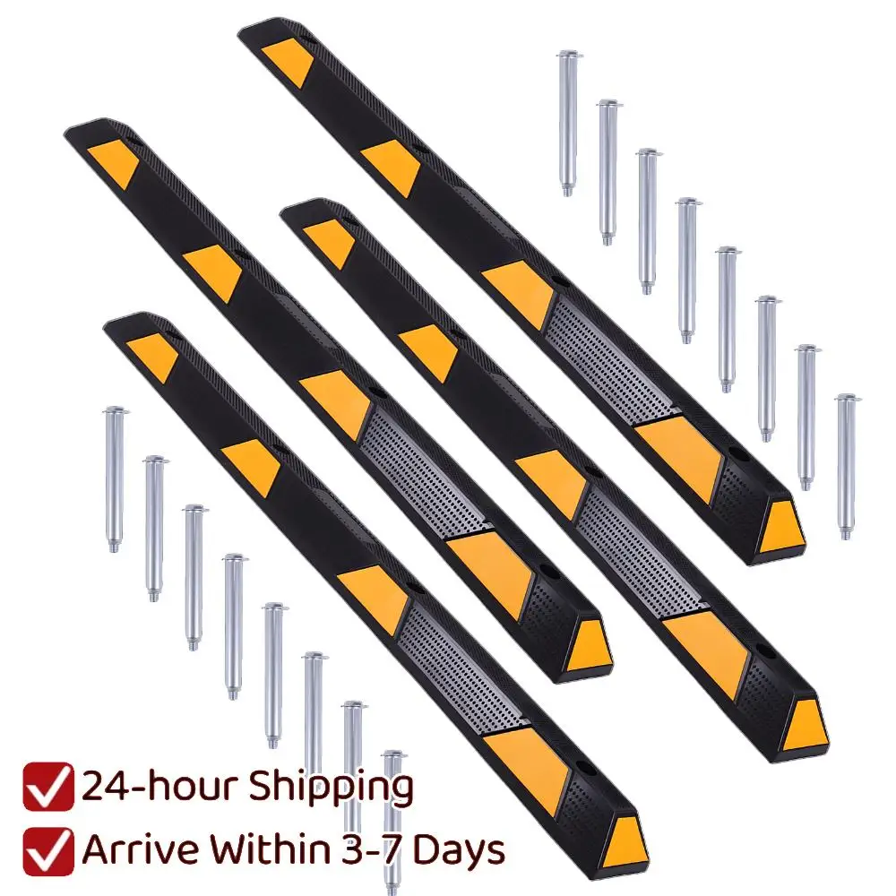 

Ограничитель для колес 72 дюйма с желтыми светоотражающими полосами, высоковидимые блоки для шин с креплением на болтах для дома, стены, подъездной дорожки