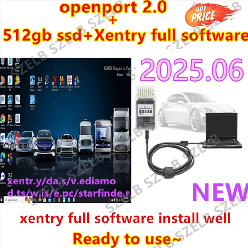 2025.06 Xentry Full Software with Built-in SSD + Openport 2.0 ECU Chip Tuning Tool for Benz Diagnosis Software Full Xentry 2025.