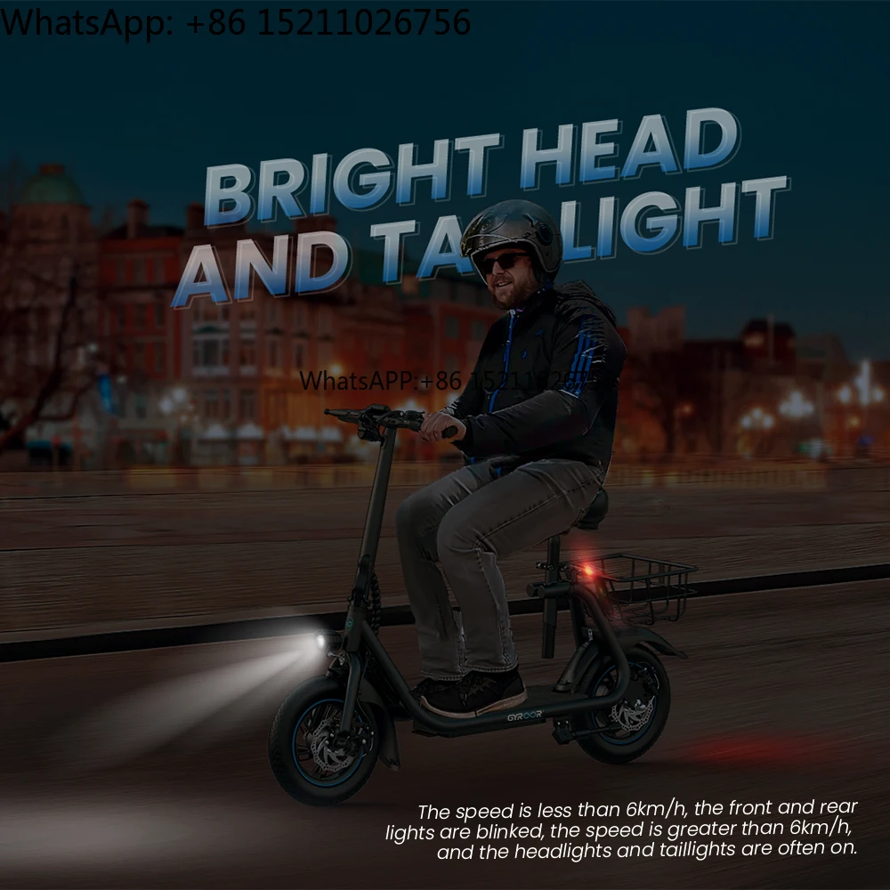 Gyroor Adult 12 pollici Ebike 450w Bici elettrica pieghevole Bici da città elettrica impermeabile Biciclette elettriche urbane