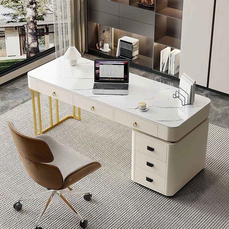 

Luxury Metal Computer Desks Rectangular Storage Bedroom Organizer Gaming Desk Drawers Adult Mesa Ordenador Office Furniture