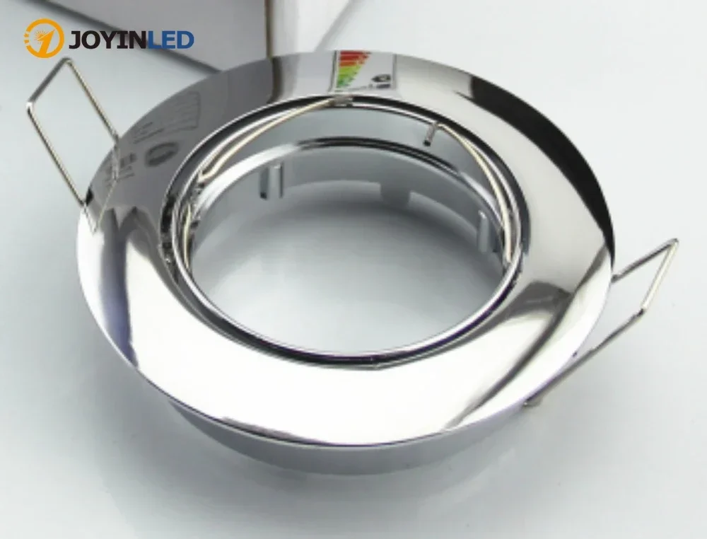 Modern Zinc Alloy Round Recessed Downlight Fixture Cut-out 70mm Adjustable Chrome/ Black Frame Housing GU10 MR16 Bulb