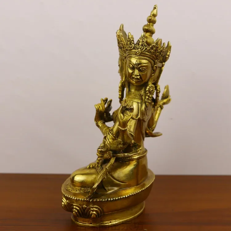 Tibetan Tantra Supplies Buddhist Utensils Nepal Pure Copper Tantra Protector Buddha Statue Venerating the Virgin Buddha with thr