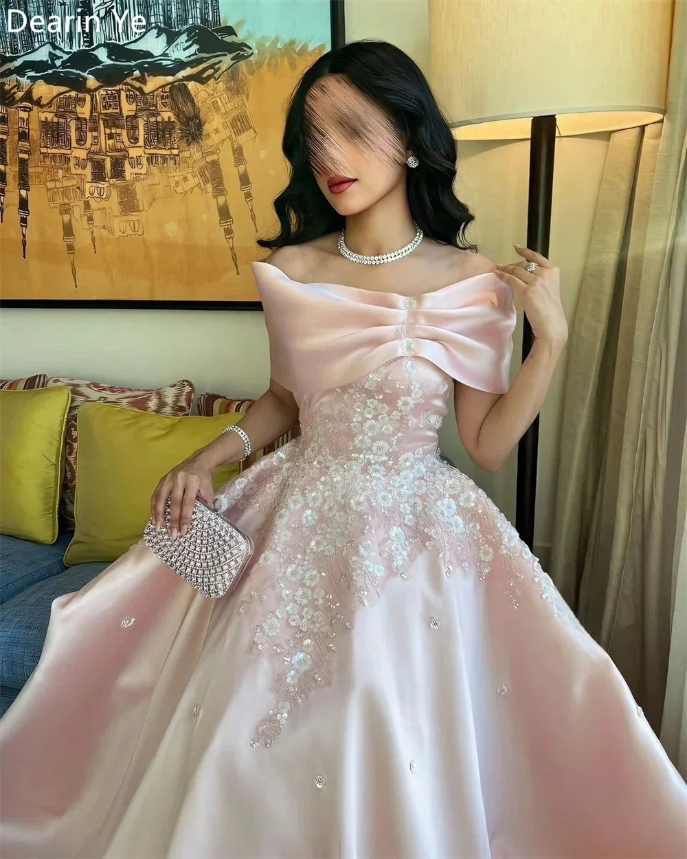 Customized Formal Dress Evening Dearin Off-the-shoulder Ball Floor Length Skirts Draped Ruffle Applique Print Bespoke Occasion D