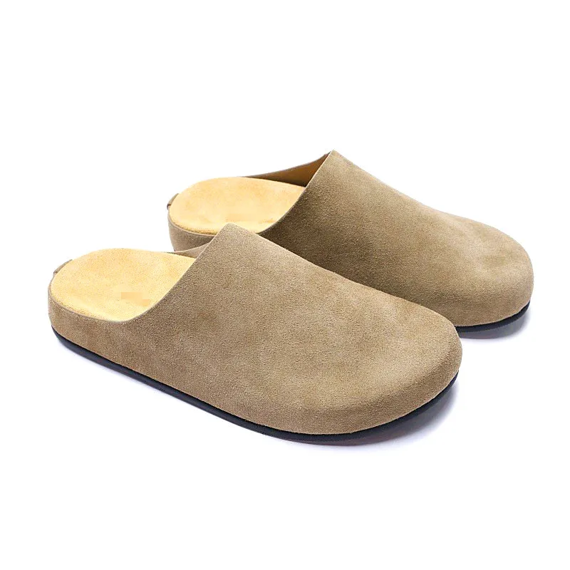 

Women's Genuine Leather Suede Flat Floor Slippers Mules Casual Shoes Sandals Four Seasons Shoes