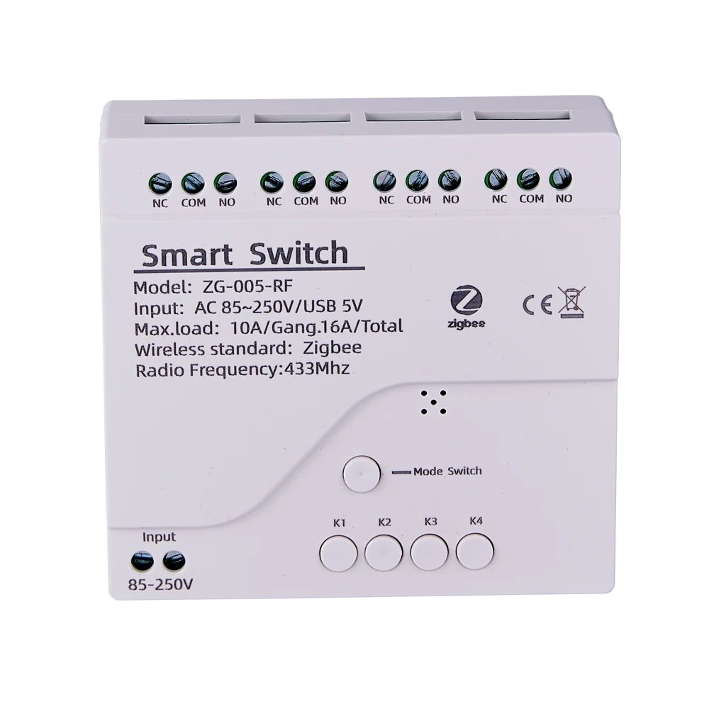 4CH Zigbee Tuya Smart Home Relay Module 85-250V Relay AC DC 7-32V 85-250V Works Alexa Google Assistant Smart Light Switch