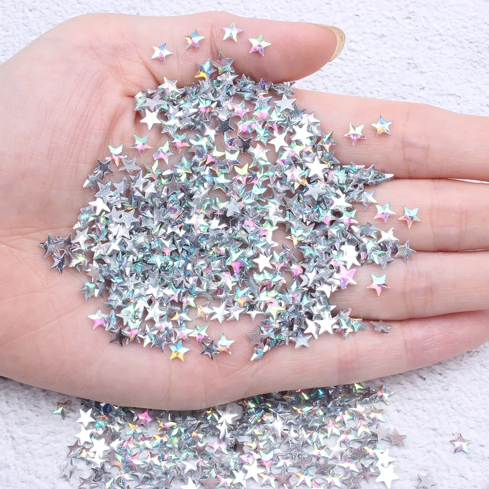 

1000pcs 5mm AB Colour Rhinestone Star Bead Flat Back For Sewing Dress Garment Bag Shoe Headwear Jewelry Phone Case DIY Nail Art