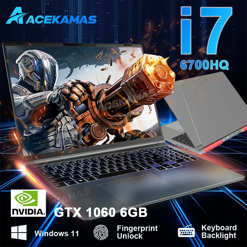 ACEKAMAS 16 "كمبيوتر محمول الألعاب إنتل كور i7-6700HQ GTX 1060 IPS ويندوز 11 برو أجهزة الكمبيوتر المحمولة الكمبيوتر 16 جيجابايت DDR4 1 تيرابايت SSD ألعاب الكمبيوتر المحمول #1