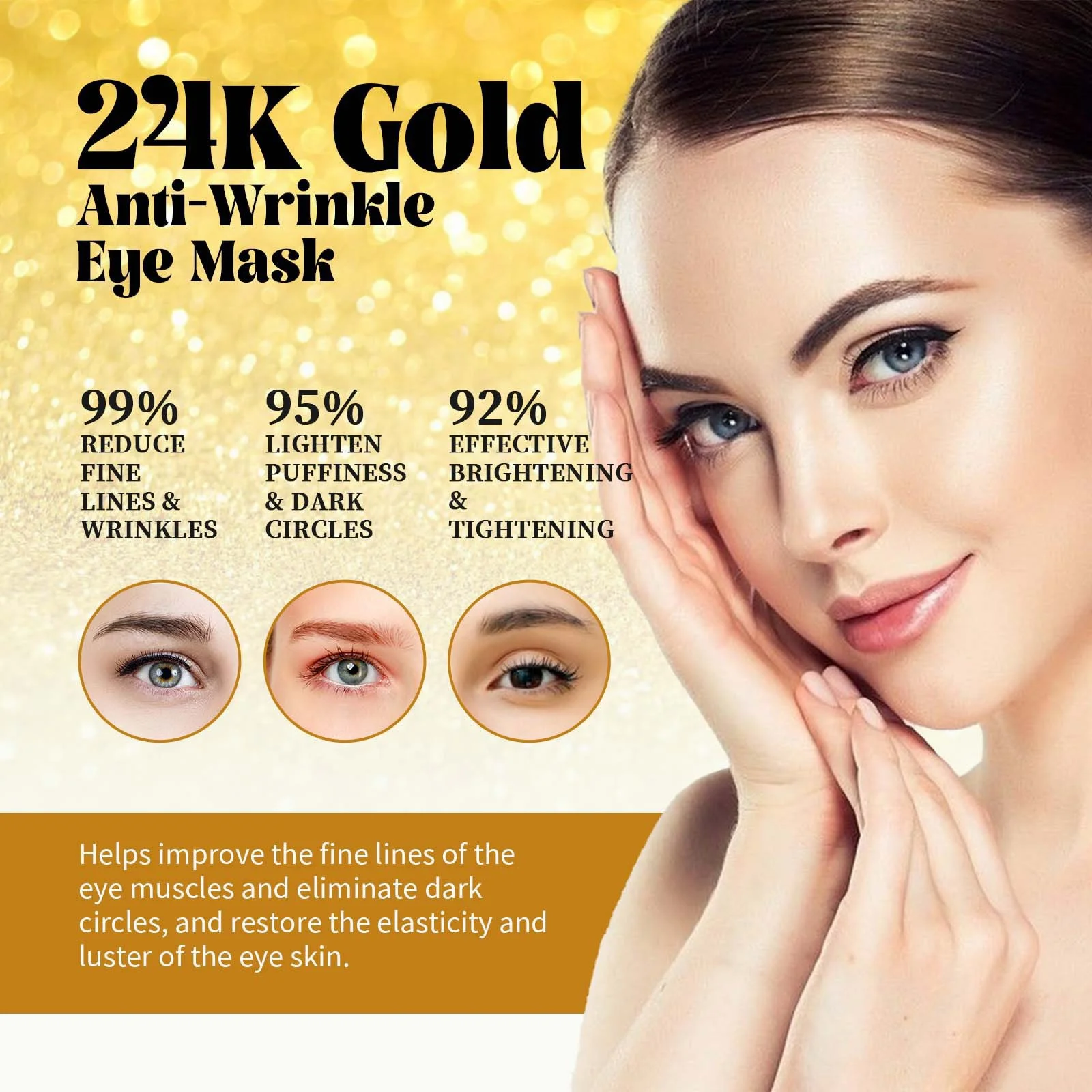 24K Golden Under Eye Patches,  - Collagen Under Eye Patches 评论和价格