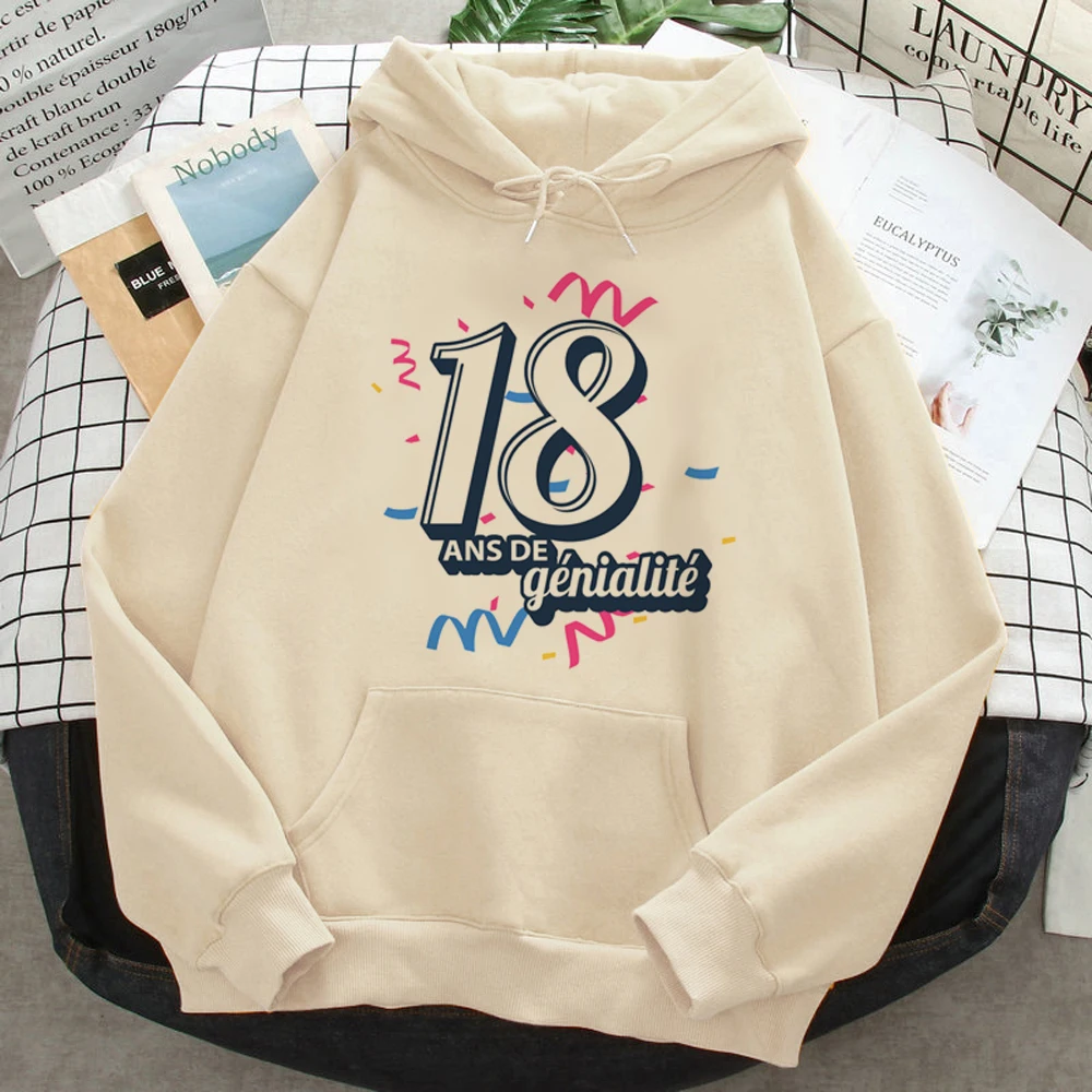 

18 Ans Years Birthday hoodies women vintage 2023 Fleece Kawaii Hooded Shirt clothing female gothic pulls