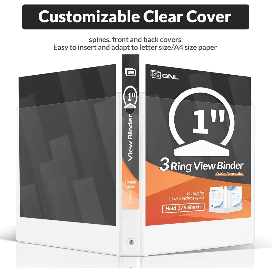 1 Inch Binders 3 Ring Economy 1 Round Ring Clear View Binder Three Ring PVCFree NonStick for School or Office plies White 2 Pac
