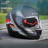 For LS2 FF808 STREAM II Motorcycle Dual Lens Full Helmet Moto Motocross Motorbike Helmets Four Seasons Universal Small Tail Wing
