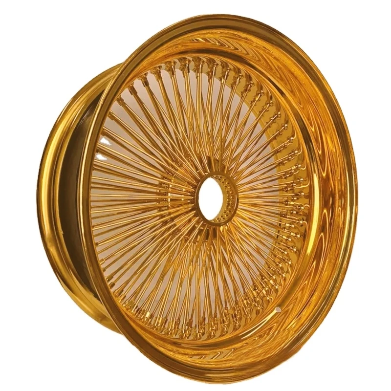

Lowrider Wire Rims Wholesale Gold Reverse Standard 13 14 15 16 17 18 20 22 Inch 72 100 150 204 Spokes Wire Wheel for Classic Car