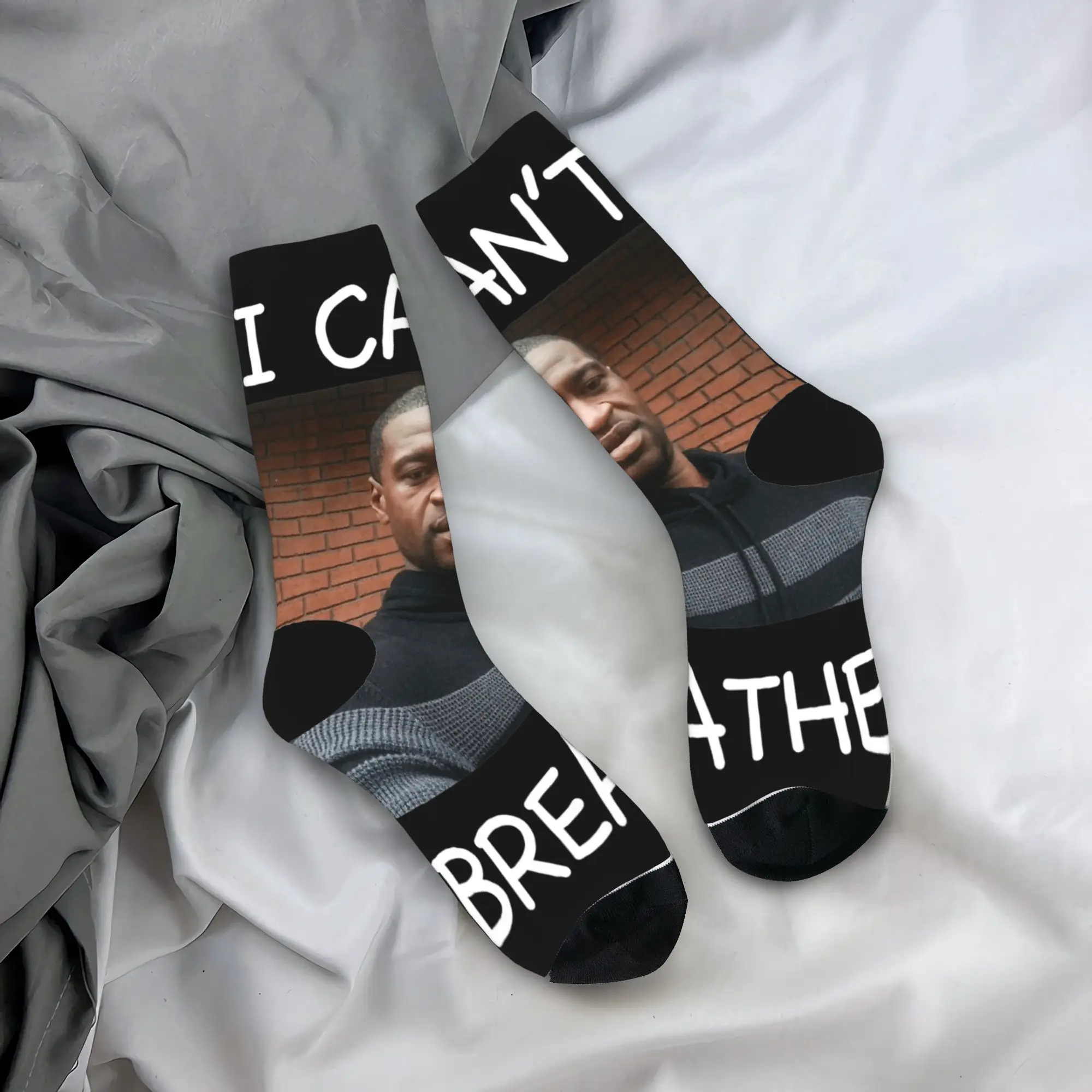 

I CANT BREATH George Floyd Stockings Couple Socks High Quality Funny Socks Autumn Skateboard Anti Bacterial Graphic Socks Gift