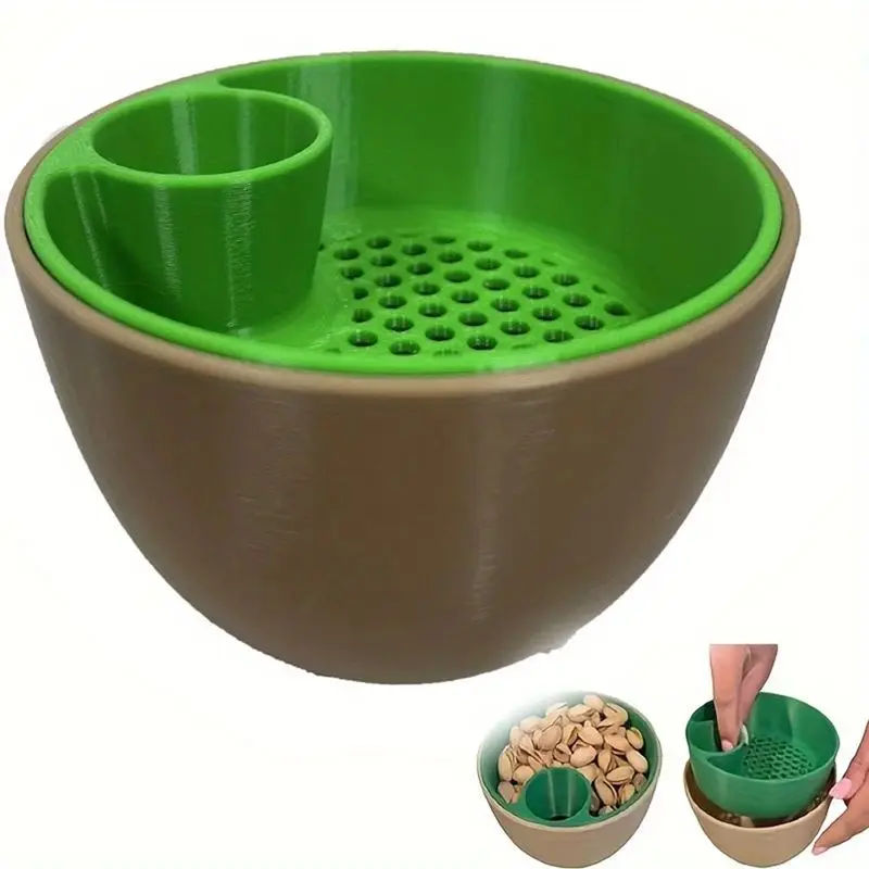 ABIY Cuenco para aperitivos y frutos secos de dos niveles, con compartimentos para recoger cáscaras, plato para nueces, soporte para alimentos para edamame, cerezas, camping y reuniones