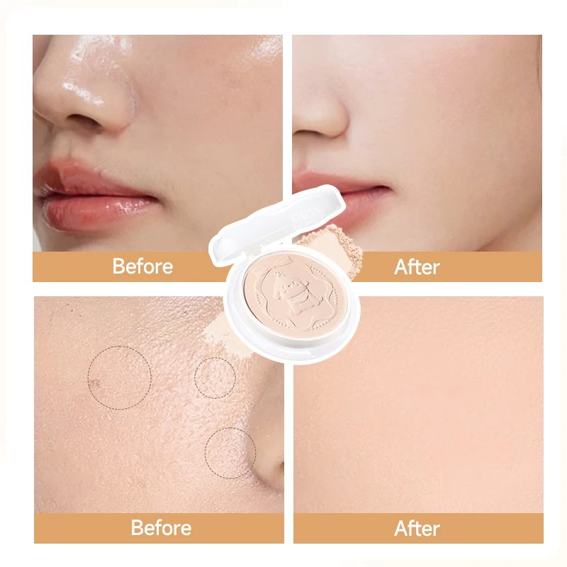 بودرة مضغوطة غير لامعة، بودرة إعداد المكياج، تغطية طويلة الأمد، تحكم في اللمعان ونغم البشرة الناعمة
