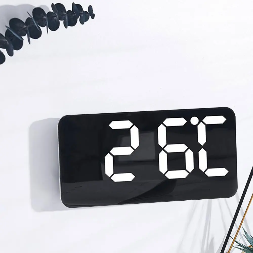 Voice Control Large Digital Wall Clock Night Mode 3 Levels Brightness, Snooze, Bedroom Decor 12/24H Dual Alarm Wall-mounted LED