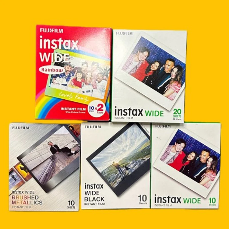 Película Fujifilm Instax Wide Monocromática, Papel Fotográfico Instax con Borde Blanco de 5 Pulgadas para Cámara Fuji WIDE 300/400, Lomography Link Wide