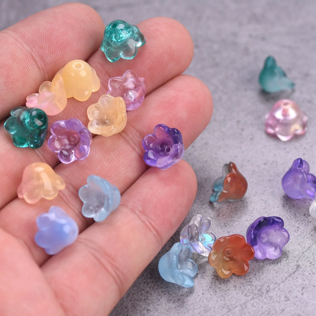 10pcs 10mm Flower Shape Handmade Lampwork Glass Loose Beads For Jewelry Making DIY Crafts Findings