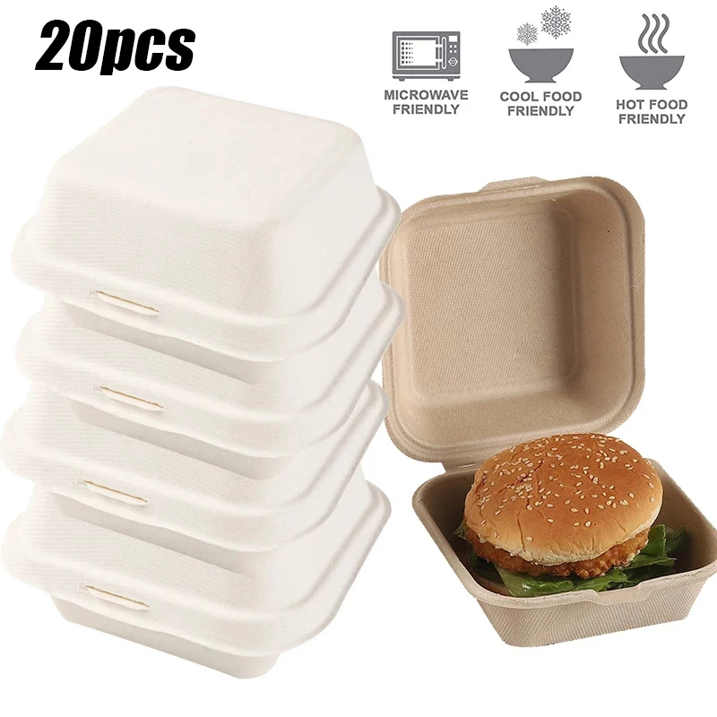 

20pcs Disposable Bento Food Containers Baking Dessert Cake Bowl packaging Burger Snack Boxes Microwavable Home Portable Lunchbox