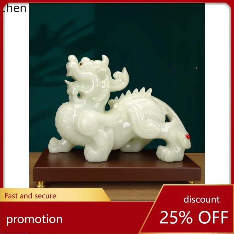 

CZ Jade Pixiu Figurines for Attracting Wealth, a Pair for Office Desk, Company Opening, Good Fortune and Prosperous Business