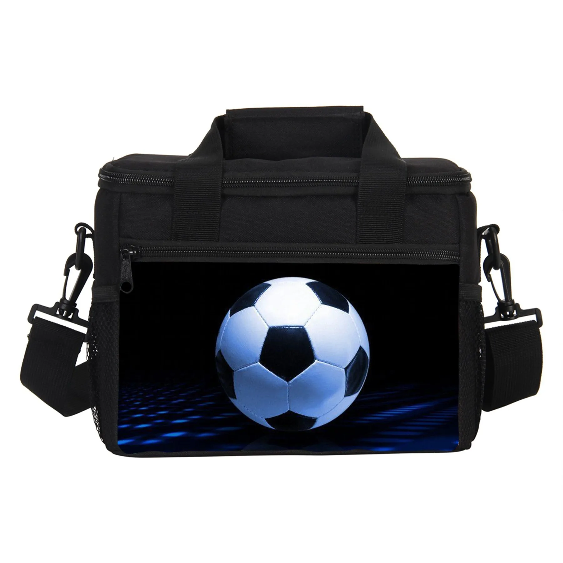 Soccer Print Student Bento Food Container Bags Reusable Thermal Cooler Lunch Box Handbag Insulated Lunch Bag Suitable for Food