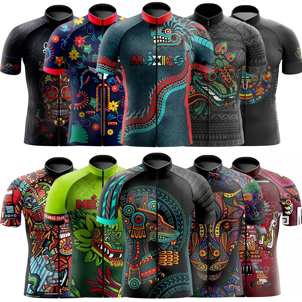 Mexico New Styles Summer Cycling Jersey For Men Short Sleeve Reflective MTB Maillot Downhill Pro Team Mountain Bicycle Clothing