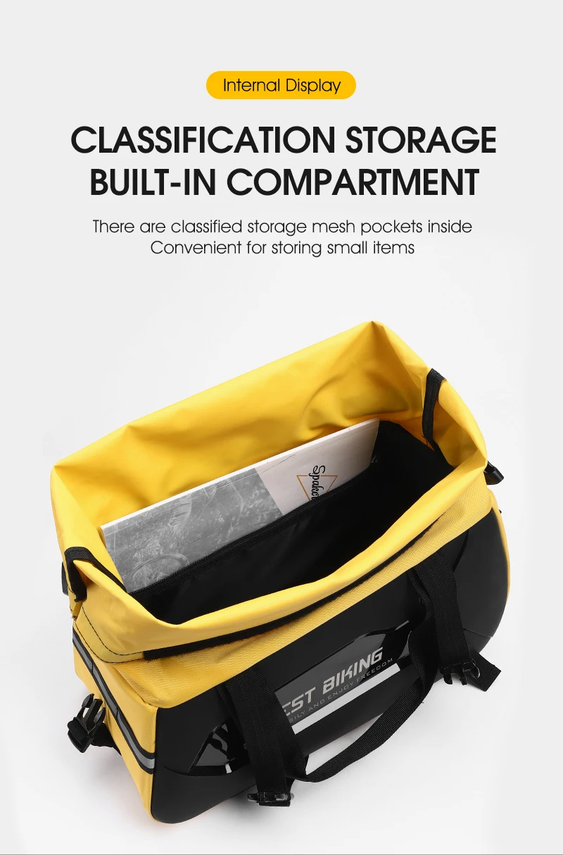 WEST BIKING Wasserdichte Erweiterbare Fahrradtasche Hartschalen-Gepäckträgertasche mit Schultergurt für MTB-Radfahren – Detail 12