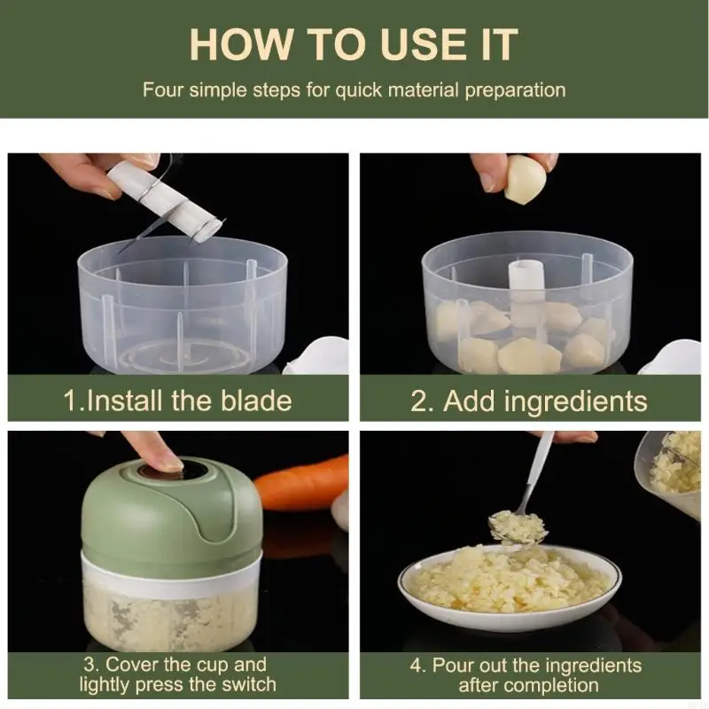 D0AB Điện tỏi chopper 100ml Máy xay tỏi Masher Masher Onion Chopper Trình xử lý thực phẩm