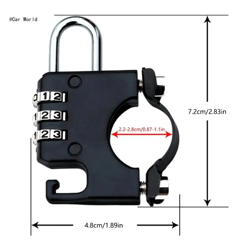 6XDB Bloqueo para cascos motocicleta Combinación bicicleta Bloqueo con contraseña Cascos seguridad para motocicleta