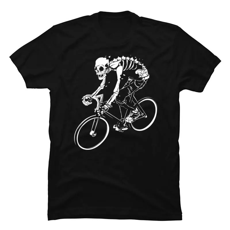 Stay Wild Mountain Cycle Biker Tshirts Skeleton Rider Motorcycle Cool T Shirt For Men O Neck Cheap Tops & Tees Birthday T-Shirt