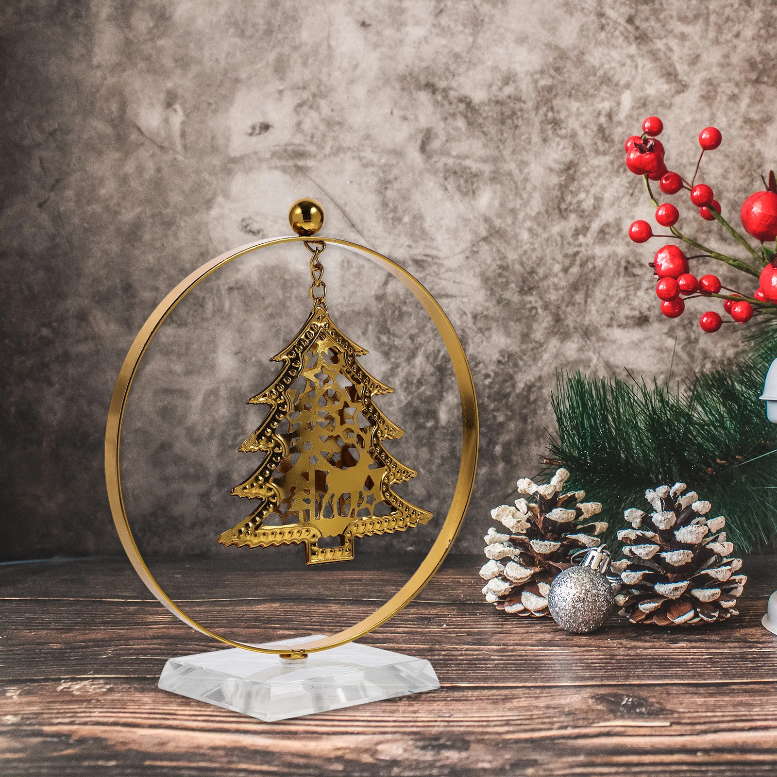 

Christmas Tree Table Decor Sturdy Iron Crystal Unique Shape Farmhouse Theme Home Office Mantle Bookshelf Fireplace Festive Xmas