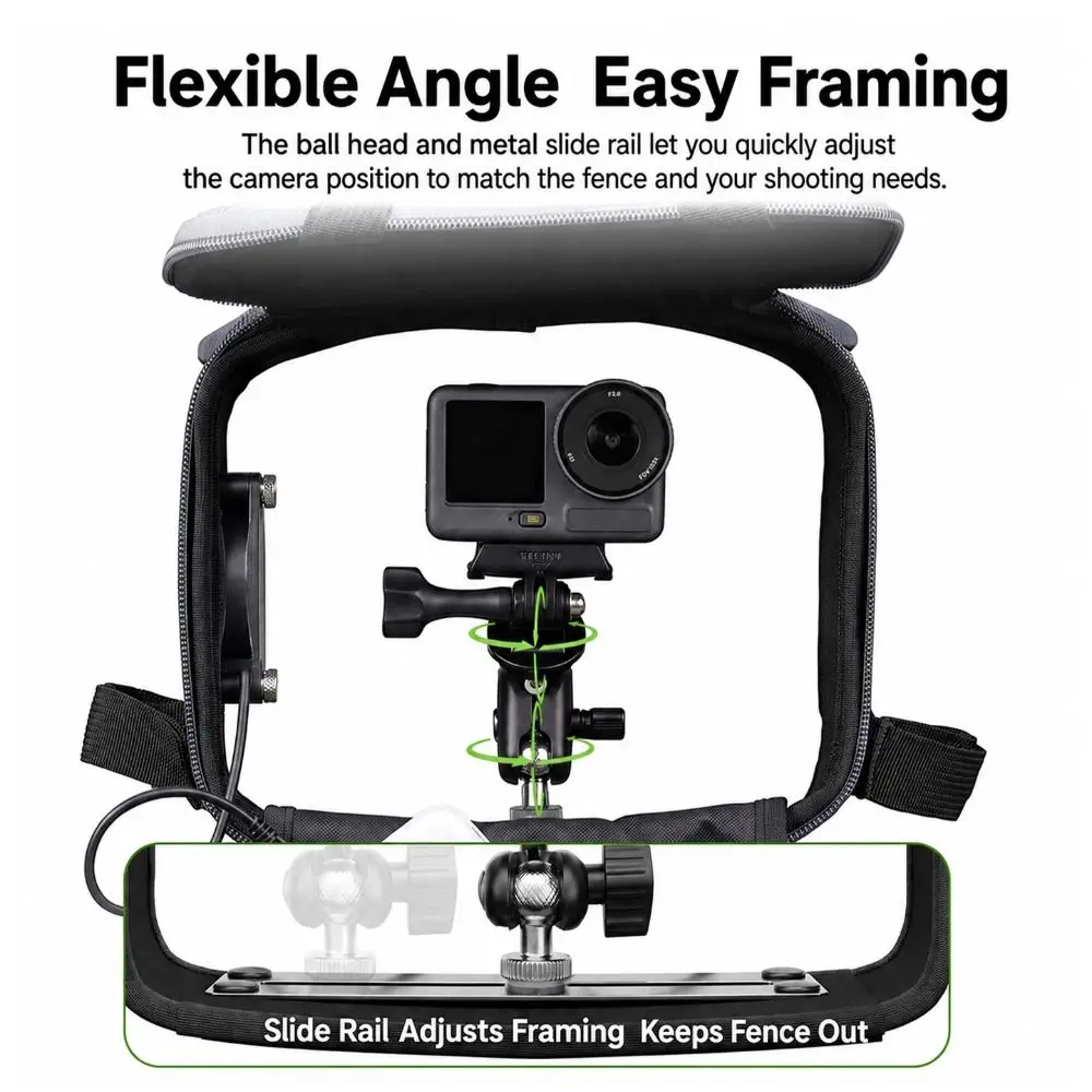 Universal Action Camera Fence-Shooting Cooling Case Fence Mount Camera Bag for DJI Action 6/5/4/Nano/Pocket/Insta360