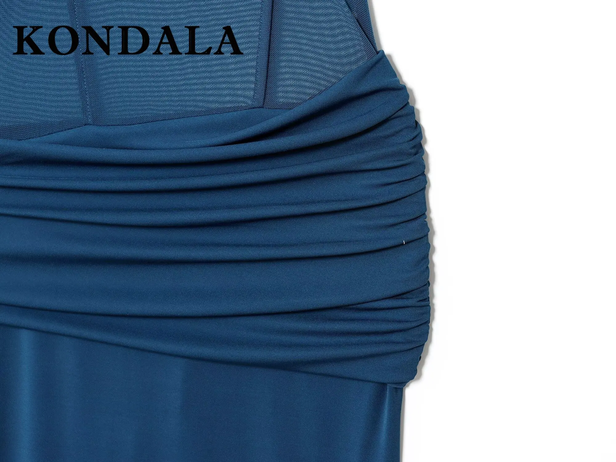 KONDALA Chic verano Sexy elegante vaina plisado vestido de mujer Patchwork Cami vestido largo moda 2025 Vestidos de fiesta nocturna de cumpleaños