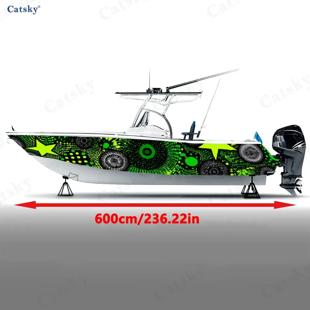2Pcs Neon Star Dot Boat Stickers, PVC Waterproof Durable Vinyl Wrap Decals for Fishing Boats, Durable and Stylish Design