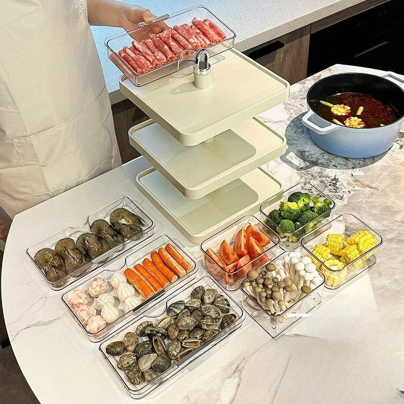 

Multifunctional Kitchen Ra Partitioned Serving Plate Multi-layered Busin Use Hot Pot Accories Diwaer Se