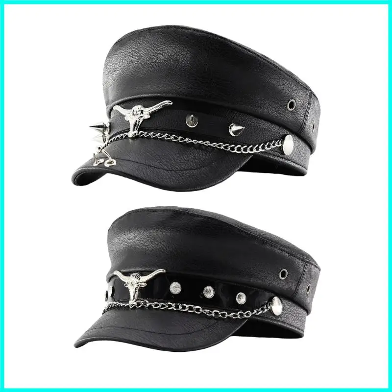 ユニセックス調節可能なブルヘッドリベット新聞ボーイキャップ軽量コスチュームハット女性用